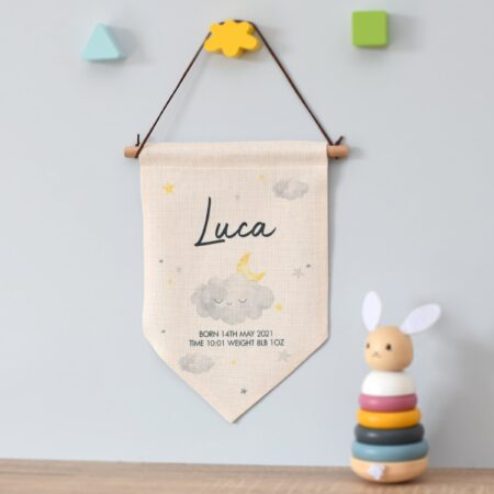 Personalised Cloud Free Text Hanging Banner: 1 - Banners By Gift Moments