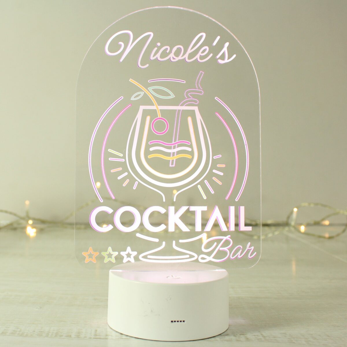 Personalised Cocktail LED Colour Changing Night Light: 2 - LED Lighting By Gift Moments
