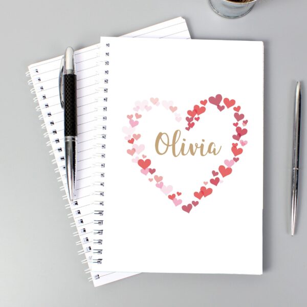 Personalised Confetti Hearts A5 Notebook: 1 - Notebooks By Gift Moments