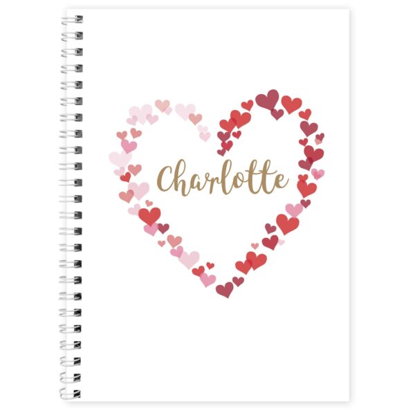 Personalised Confetti Hearts A5 Notebook: 2 - Notebooks By Gift Moments