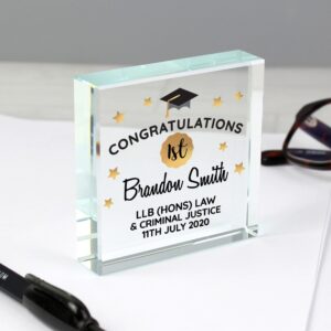 Personalised Congratulations Graduation Crystal Token: 1 - Crystal Tokens By Gift Moments