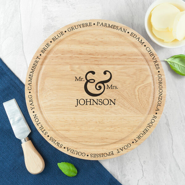 Personalised Connoisseur Mr & Mrs Cheese Board Set: 2 - Cheese Boards By Gift Moments