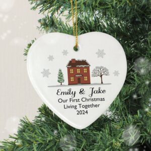 Personalised Cosy Christmas Ceramic Heart Decoration: 2 - Christmas Decorations By Gift Moments