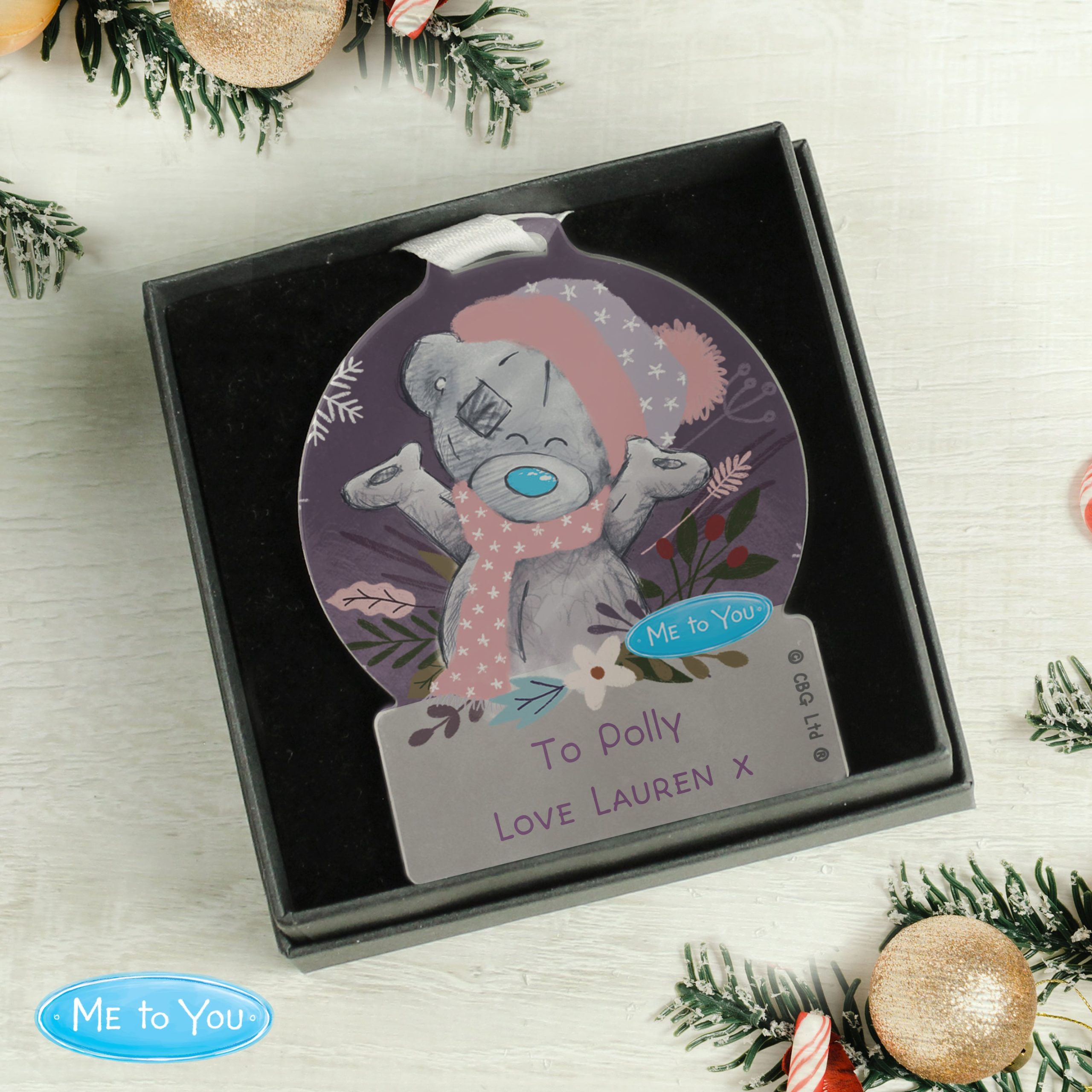Personalised Me to You Cosy Winter Acrylic Decoration: 1 - Christmas Decorations