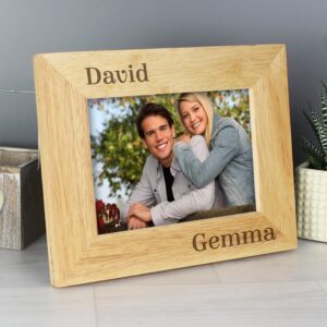 Personalised Couples 6x4 Oak Finish Photo Frame: 3 - Photo Frames By Gift Moments