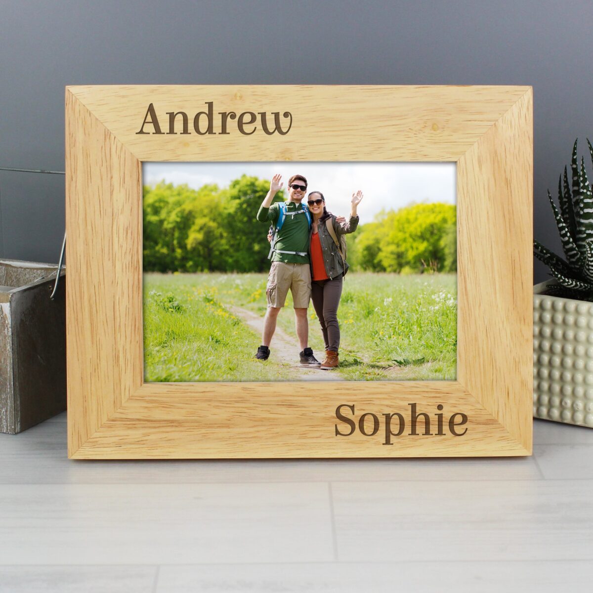 Personalised Couples 6x4 Oak Finish Photo Frame: 4 - Photo Frames By Gift Moments
