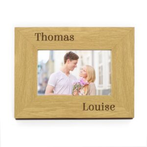 Personalised Couples 6x4 Oak Finish Photo Frame: 2 - Photo Frames By Gift Moments