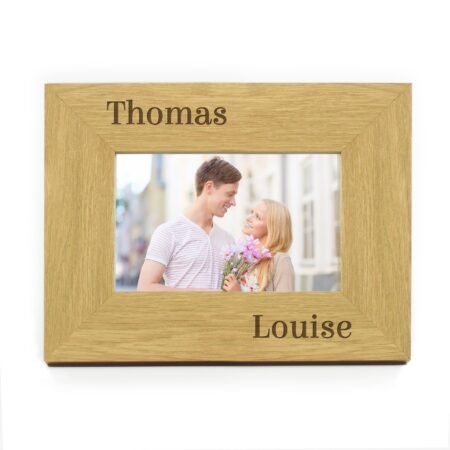 Personalised Couples 6x4 Oak Finish Photo Frame: 2 - Photo Frames By Gift Moments