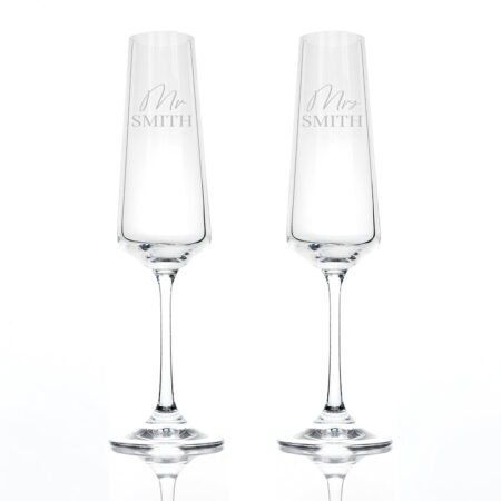 Personalised Couples Champagne Flute Set: 5 - Champagne Flutes By Gift Moments