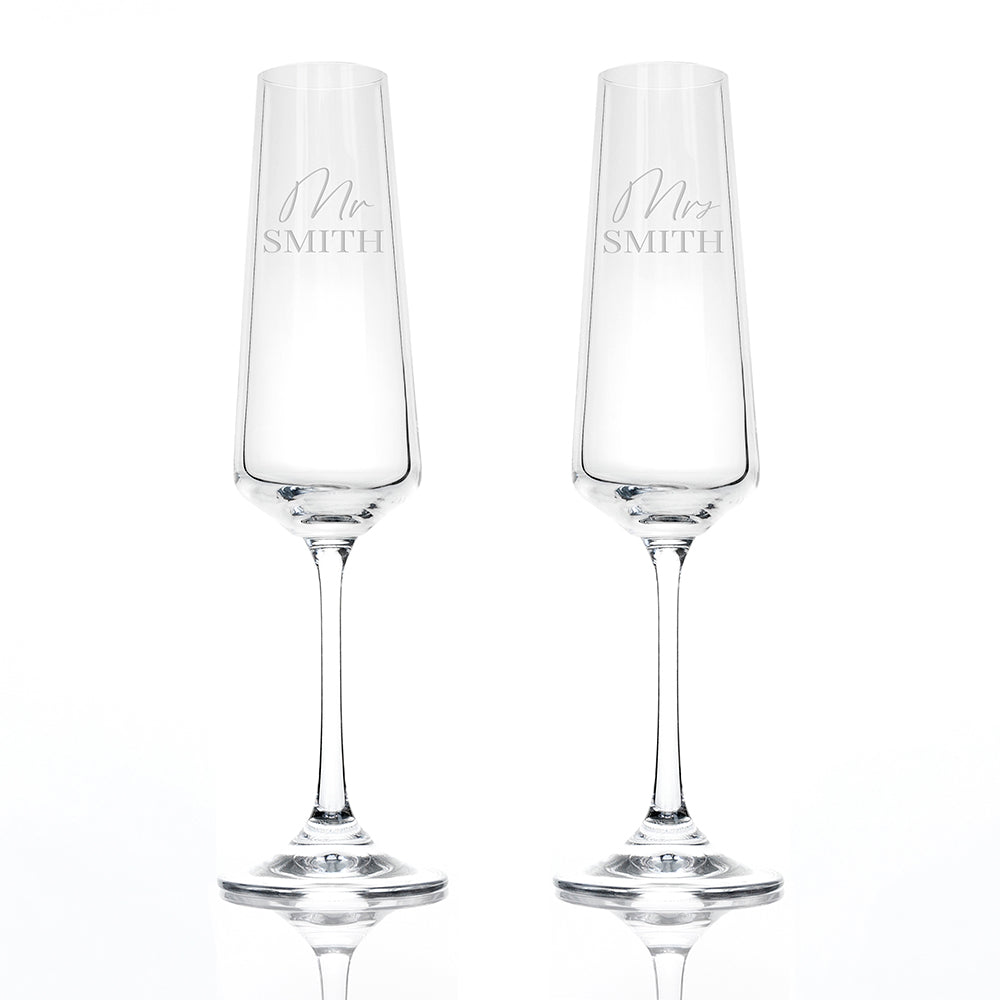 Personalised Couples Champagne Flute Set: 5 - Champagne Flutes By Gift Moments