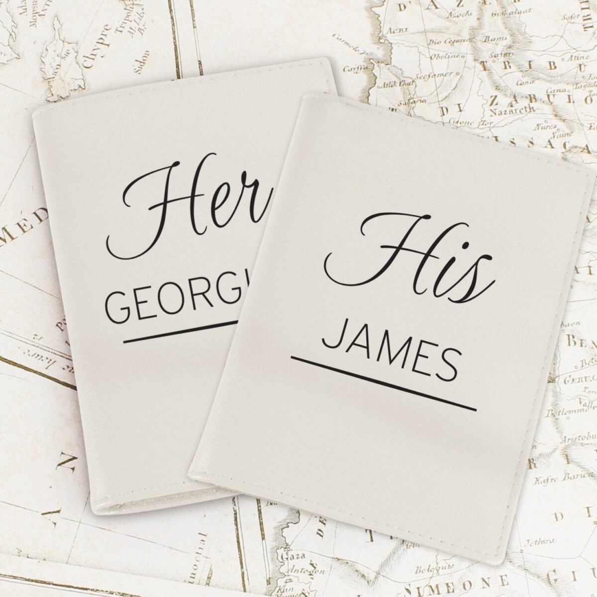 Personalised Couples Cream Passport Holders: 3 - Passport Holders By Gift Moments