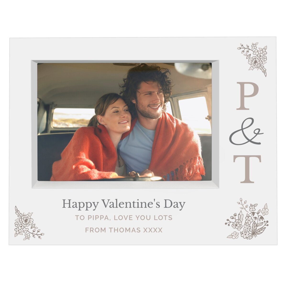 Personalised Couples Initials 5x7 Landscape Box Photo Frame: 3 - Photo Frames By Gift Moments