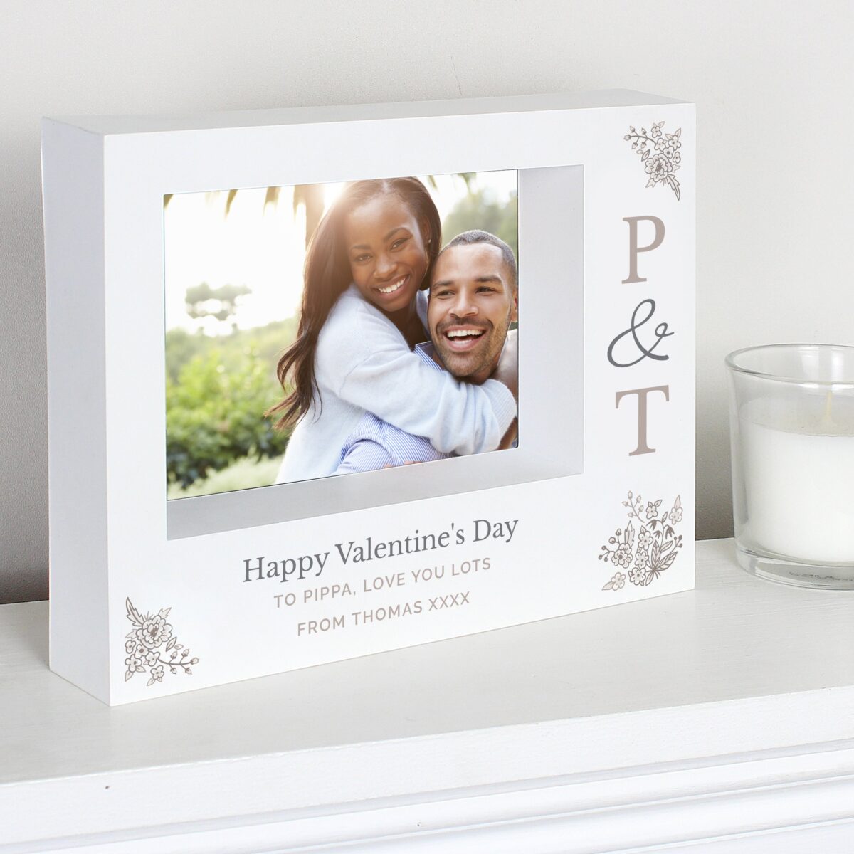 Personalised Couples Initials 5x7 Landscape Box Photo Frame: 1 - Photo Frames By Gift Moments