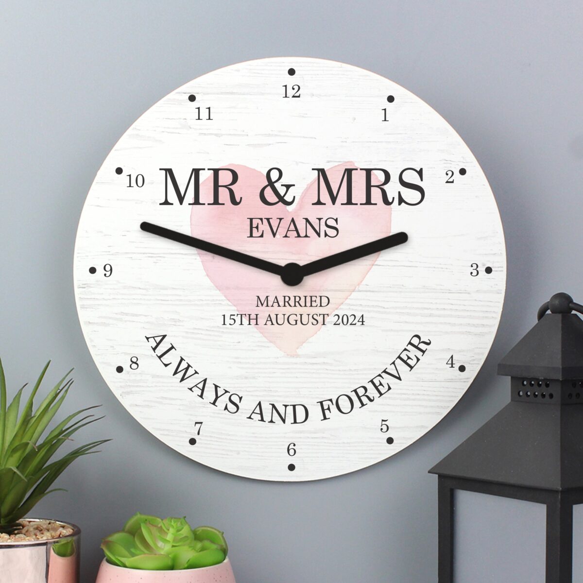 Personalised Couples Love Wooden Wall Clock: 2 - Clocks By Gift Moments