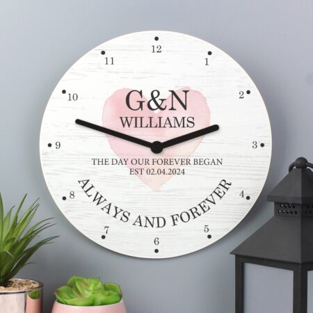 Personalised Couples Love Wooden Wall Clock: 4 - Clocks By Gift Moments