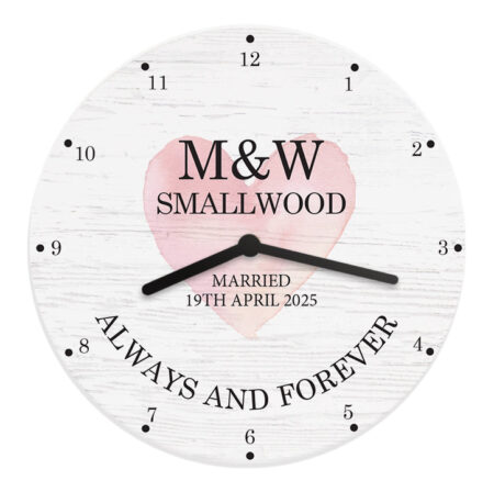 Personalised Couples Love Wooden Wall Clock: 5 - Clocks By Gift Moments