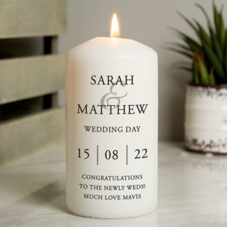 Personalised Couples Pillar Candle: 1 - Candles By Gift Moments