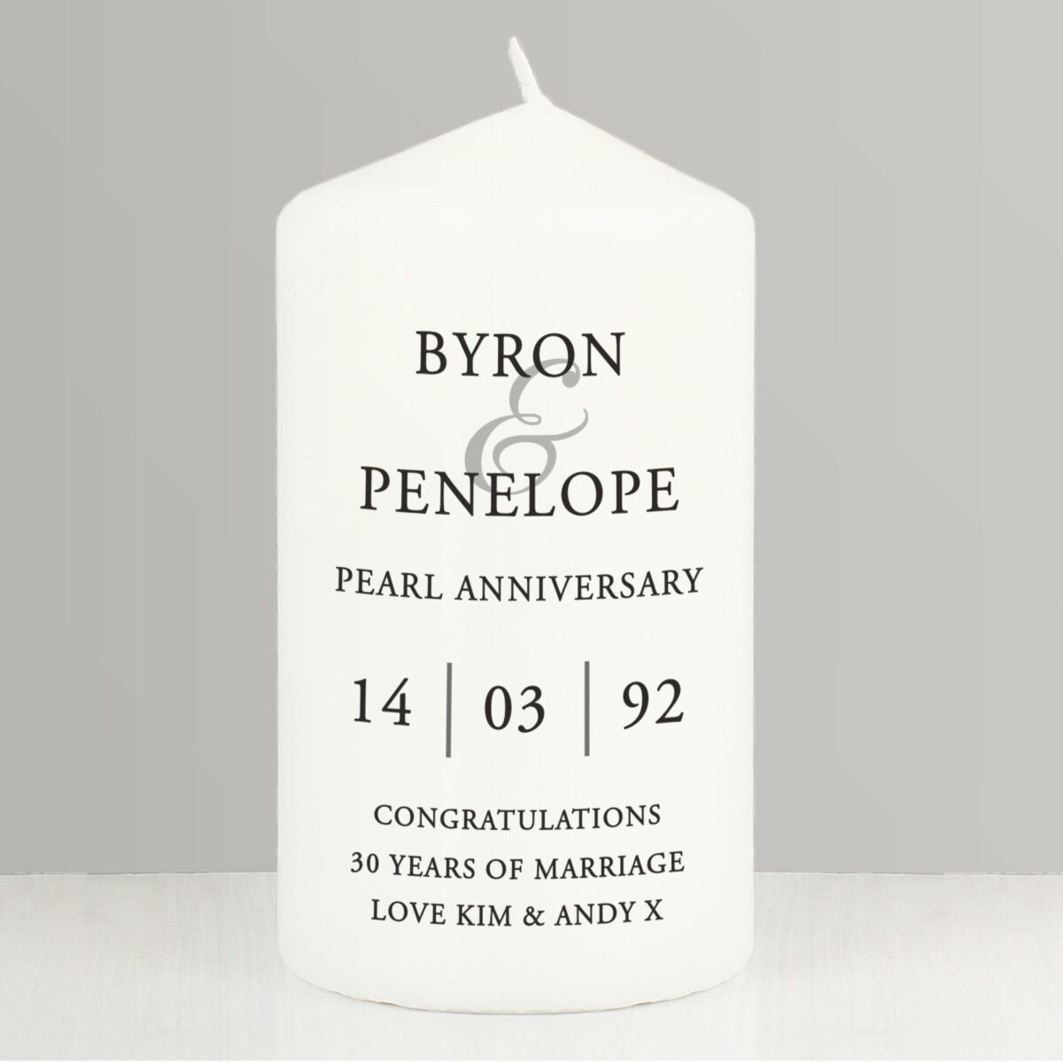 Personalised Couples Pillar Candle: 4 - Candles By Gift Moments