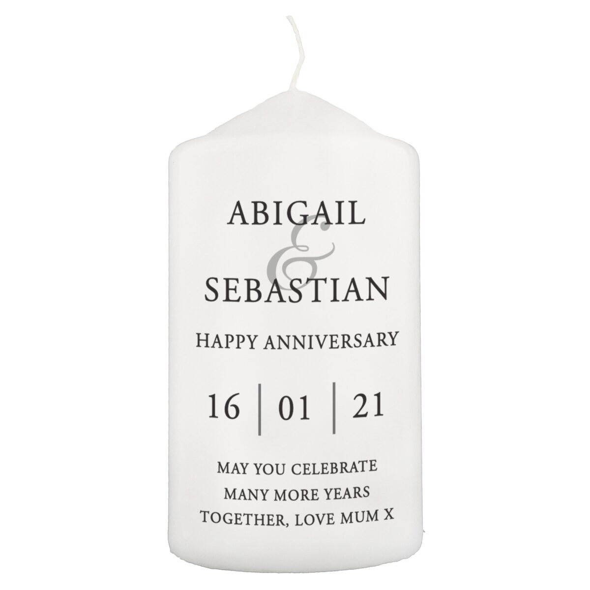 Personalised Couples Pillar Candle: 5 - Candles By Gift Moments