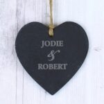 Personalised Couples Slate Heart Decoration: 1 - Decorations By Gift Moments