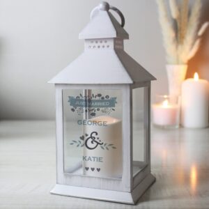 Personalised Couples Special Date White Lantern: 2 - LED Lighting By Gift Moments