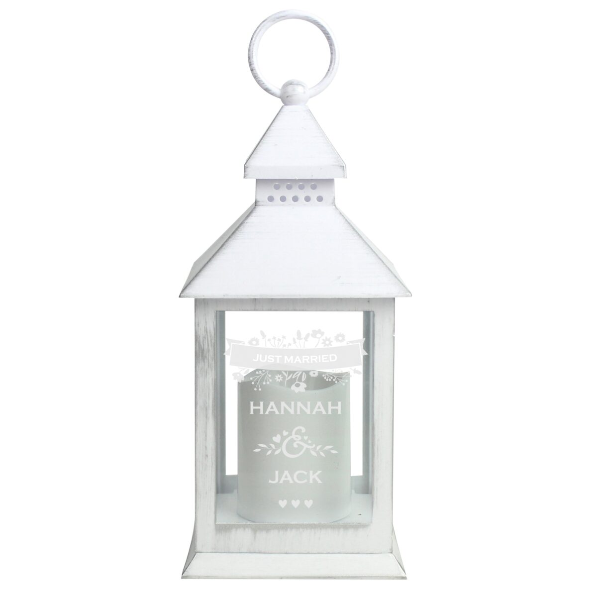 Personalised Couples Special Date White Lantern: 5 - LED Lighting By Gift Moments