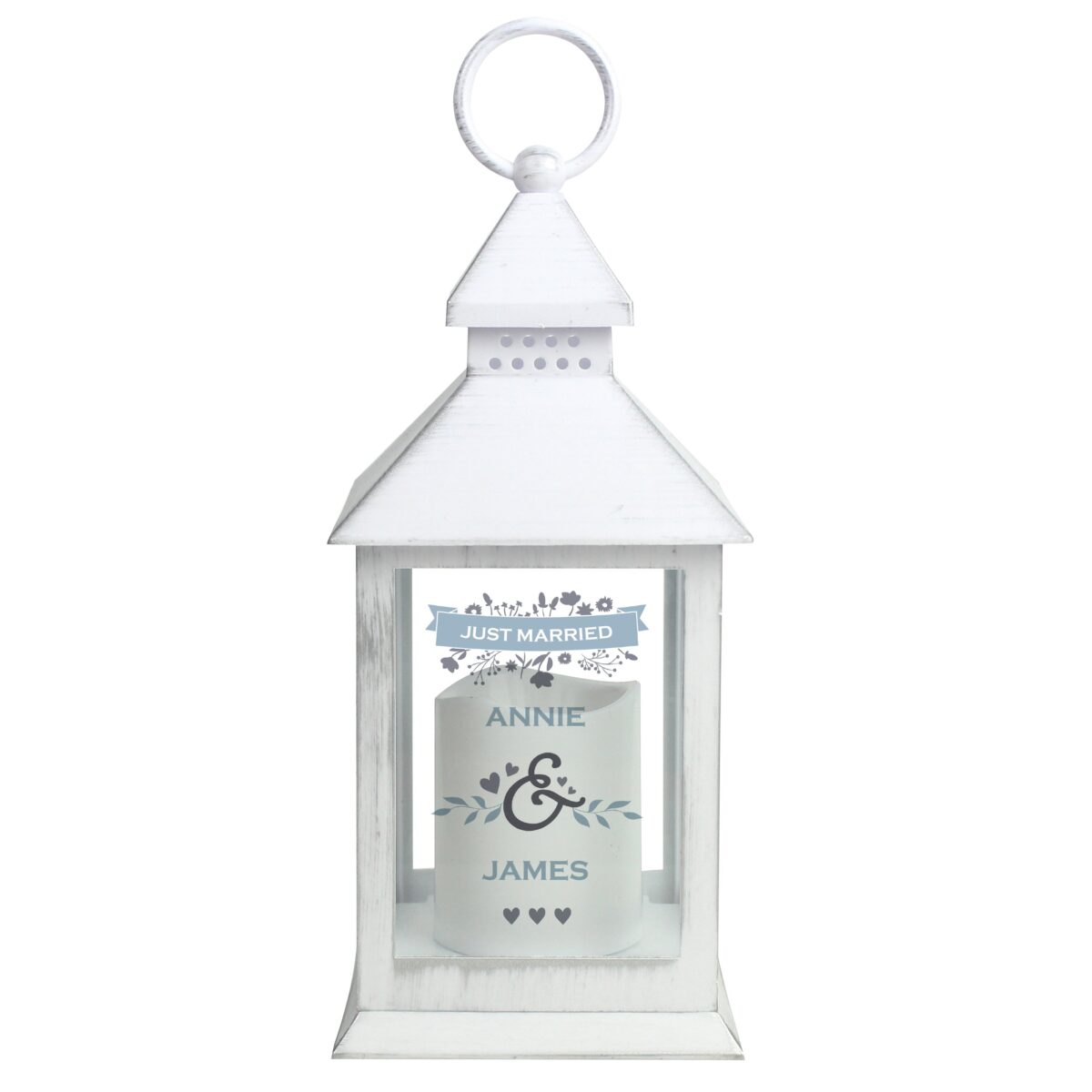 Personalised Couples Special Date White Lantern: 4 - LED Lighting By Gift Moments