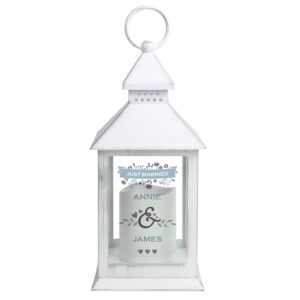 Personalised Couples Special Date White Lantern: 4 - LED Lighting By Gift Moments