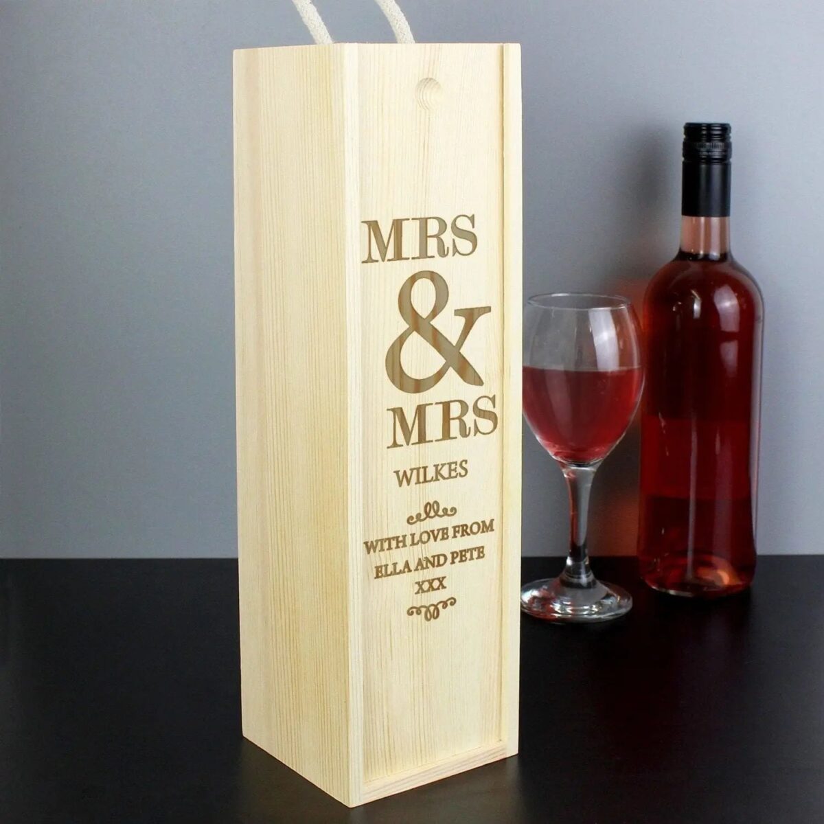 Personalised Couples Wooden Wine Bottle Box: 1 - Barware By Gift Moments
