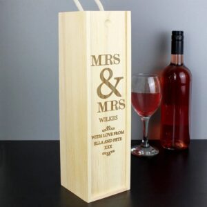 Personalised Couples Wooden Wine Bottle Box: 1 - Barware By Gift Moments