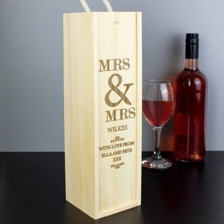 Personalised Couples Wooden Wine Bottle Box: 1 - Barware By Gift Moments