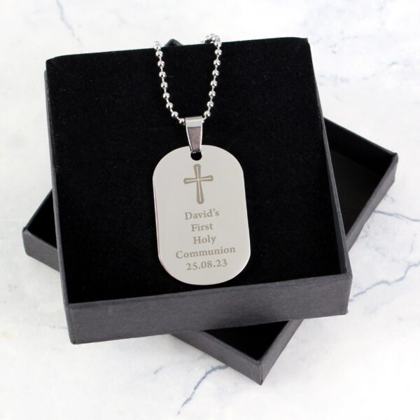 Personalised Cross Stainless Steel Dog Tag Necklace: 2 - Necklaces By Gift Moments