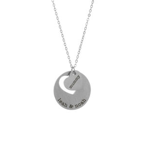 Personalised Cut-Out Heart & Disc Pendant Necklaces: 6 - Silver - Necklaces By Gift Moments