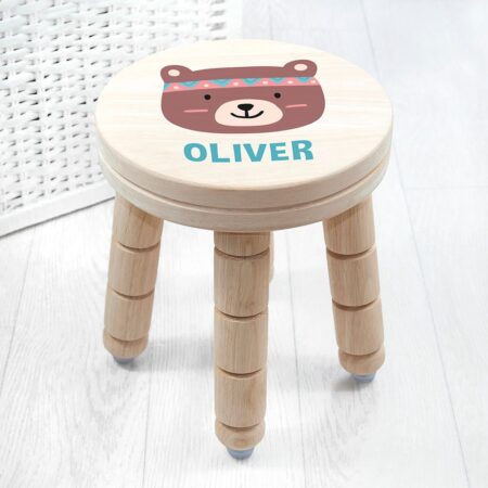 Personalised Cute Bear Kids Stool: 1 - Wooden Stools By Gift Moments