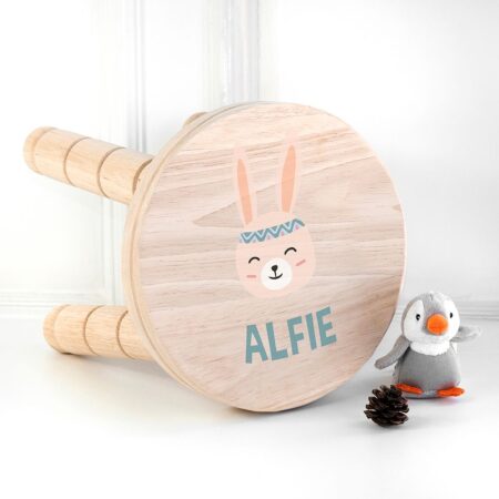Personalised Cute Bunny Kids Stool: 1 - Wooden Stools By Gift Moments