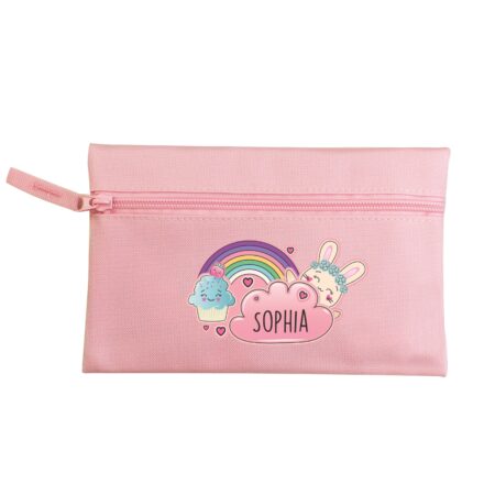 Personalised Cute Bunny Pink Pencil Case: 4 - Pencil Cases & Sets By Gift Moments