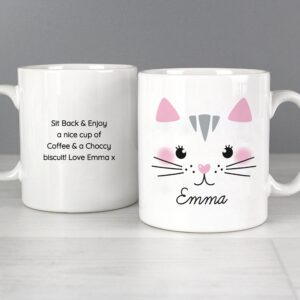 Personalised Cute Cat Face Mug: 2 - Mugs By Gift Moments