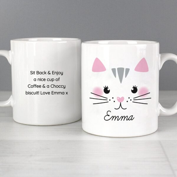 Personalised Cute Cat Face Mug: 2 - Mugs By Gift Moments