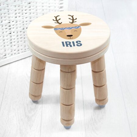Personalised Cute Deer Kids Stool: 1 - Wooden Stools By Gift Moments