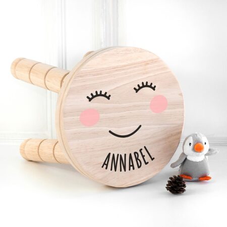 Personalised Cute Face Kids Stool: 1 - Wooden Stools By Gift Moments