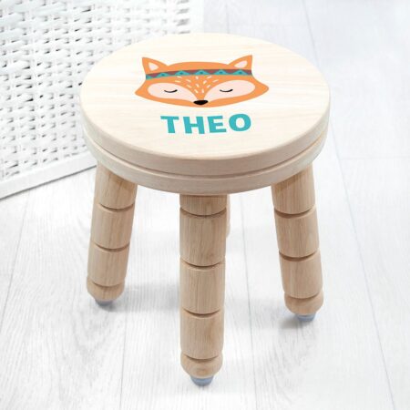 Personalised Cute Fox Kids Stool: 1 - Wooden Stools By Gift Moments