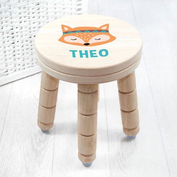 Personalised Cute Fox Kids Stool: 1 - Wooden Stools By Gift Moments