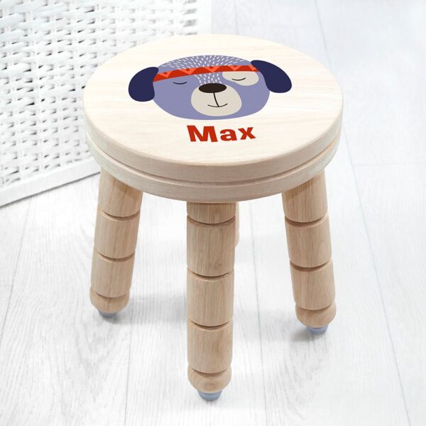 Personalised Cute Puppy Kids Stool: 1 - Wooden Stools By Gift Moments