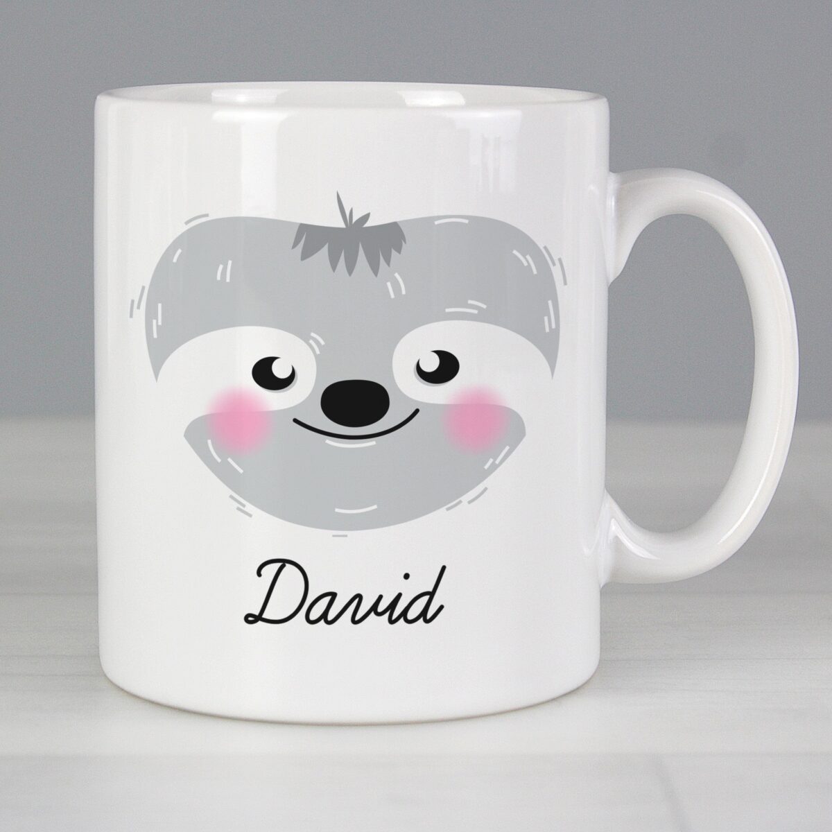 Personalised cute sloth face mug