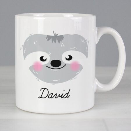 Personalised cute sloth face mug