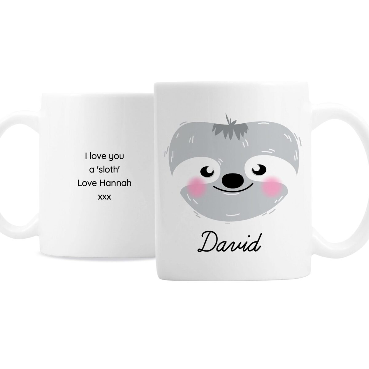Personalised cute sloth face mug