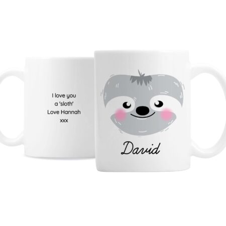 Personalised cute sloth face mug