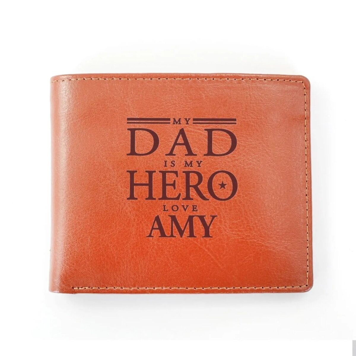 Personalised My Dad is My Hero Tan Leather Wallet: 2 - Wallets & Money Clips By Gift Moments