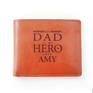 Personalised My Dad is My Hero Tan Leather Wallet: 2 - Wallets & Money Clips By Gift Moments