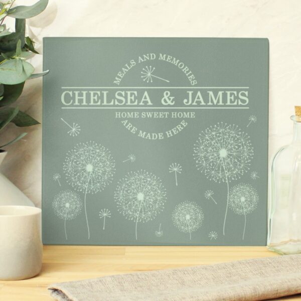 Personalised Dandelion Glass Chopping Board/Worktop Saver: 1 - Chopping Boards By Gift Moments
